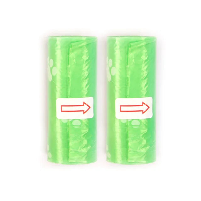 5-15 Roll Pet Poop Bags Disposable Dog Waste Collector Garbage Puppy with Paw Prints Pooper Bag Small Rolls Outdoor Clean