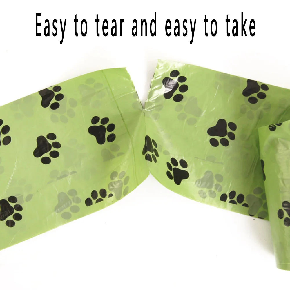 5-15 Roll Pet Poop Bags Disposable Dog Waste Collector Garbage Puppy with Paw Prints Pooper Bag Small Rolls Outdoor Clean