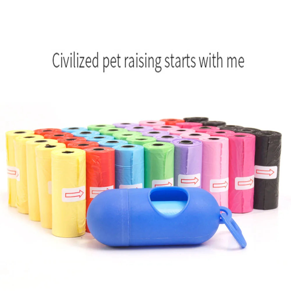 5-15 Roll Pet Poop Bags Disposable Dog Waste Collector Garbage Puppy with Paw Prints Pooper Bag Small Rolls Outdoor Clean