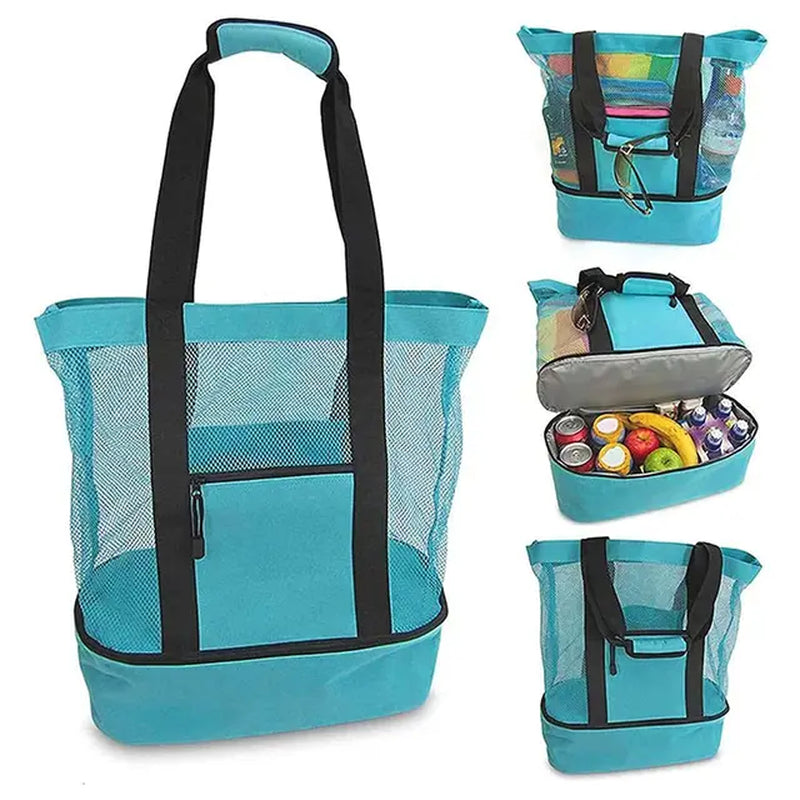 Heat Preservation Picnic Beach Bag Women Mesh Transparent Double-Layer Swim Storage High Capacity Shopping Waterproof Bags Tote