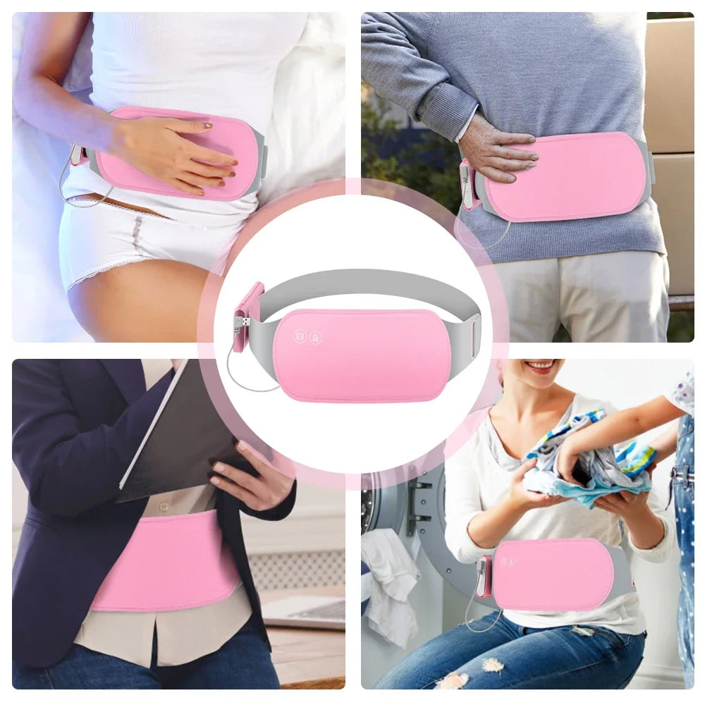 Menstrual Heating Pad Abdominal Massager Smart Warm Palace Belt Waist Vibration Massage Device for Cramps Period Pain Relief